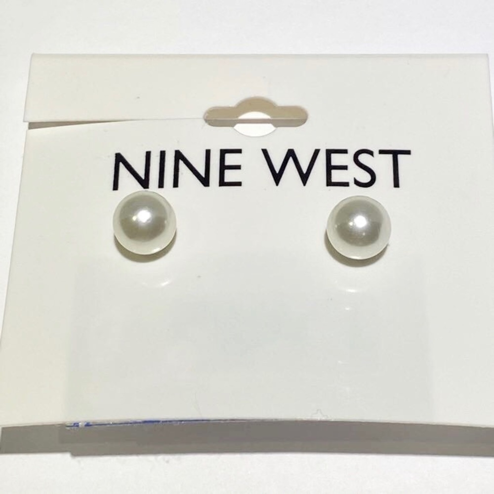 Nine West Faux Pearl Princess Diana Style Stud Round Earrings for Weddings Gift